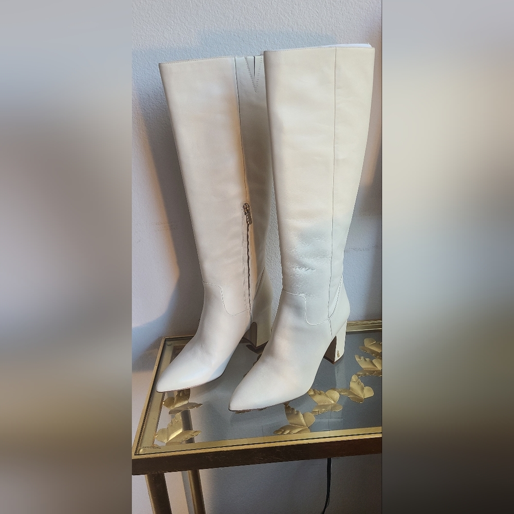 SAM EDELMAN Knee High Cream Boots